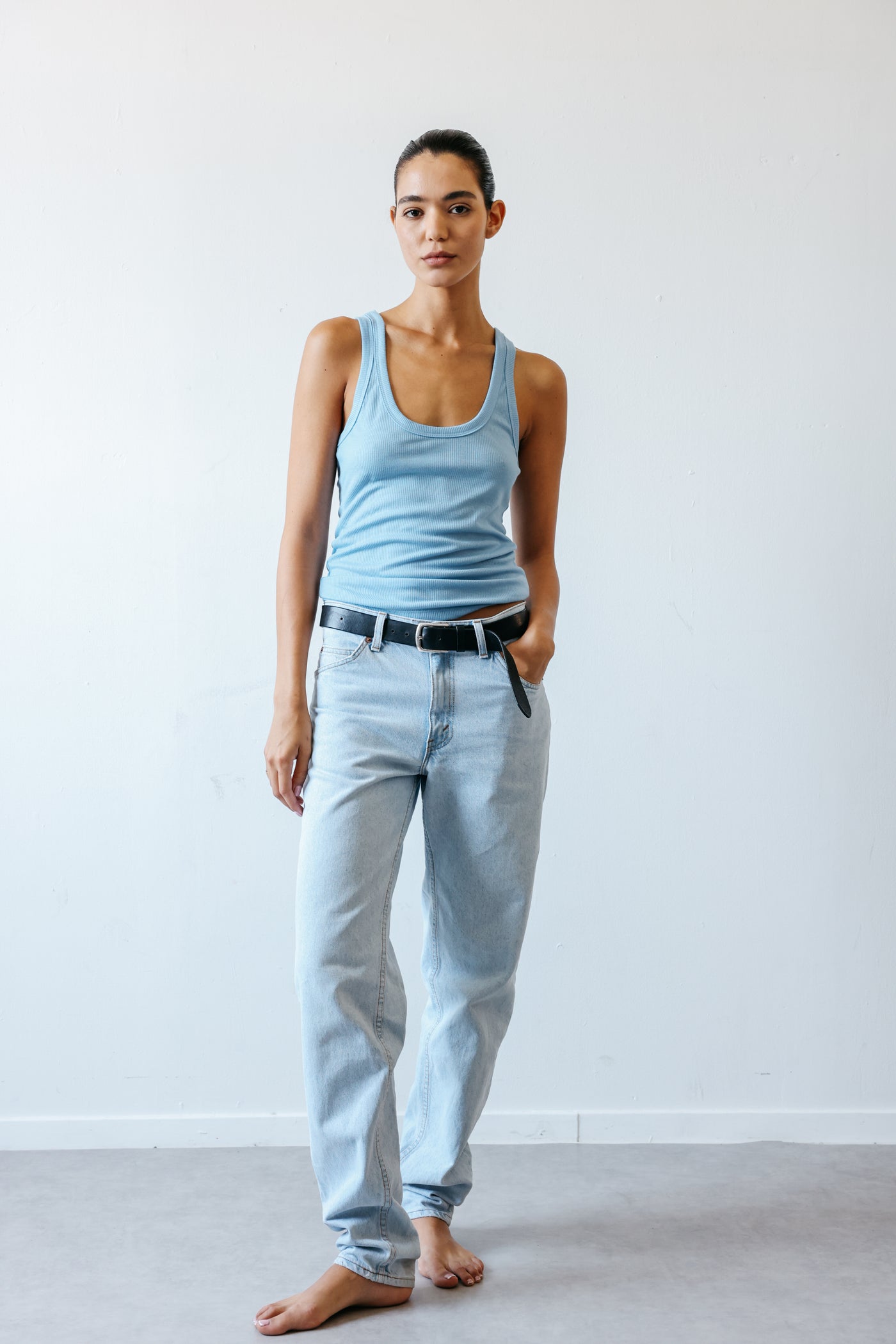 Tony Tank Top Grey & Light Blue